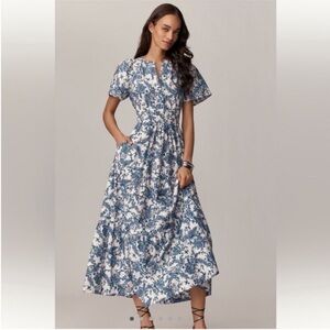 Anthropologie Somerset 3x Floral Blue and White Maxi Dress